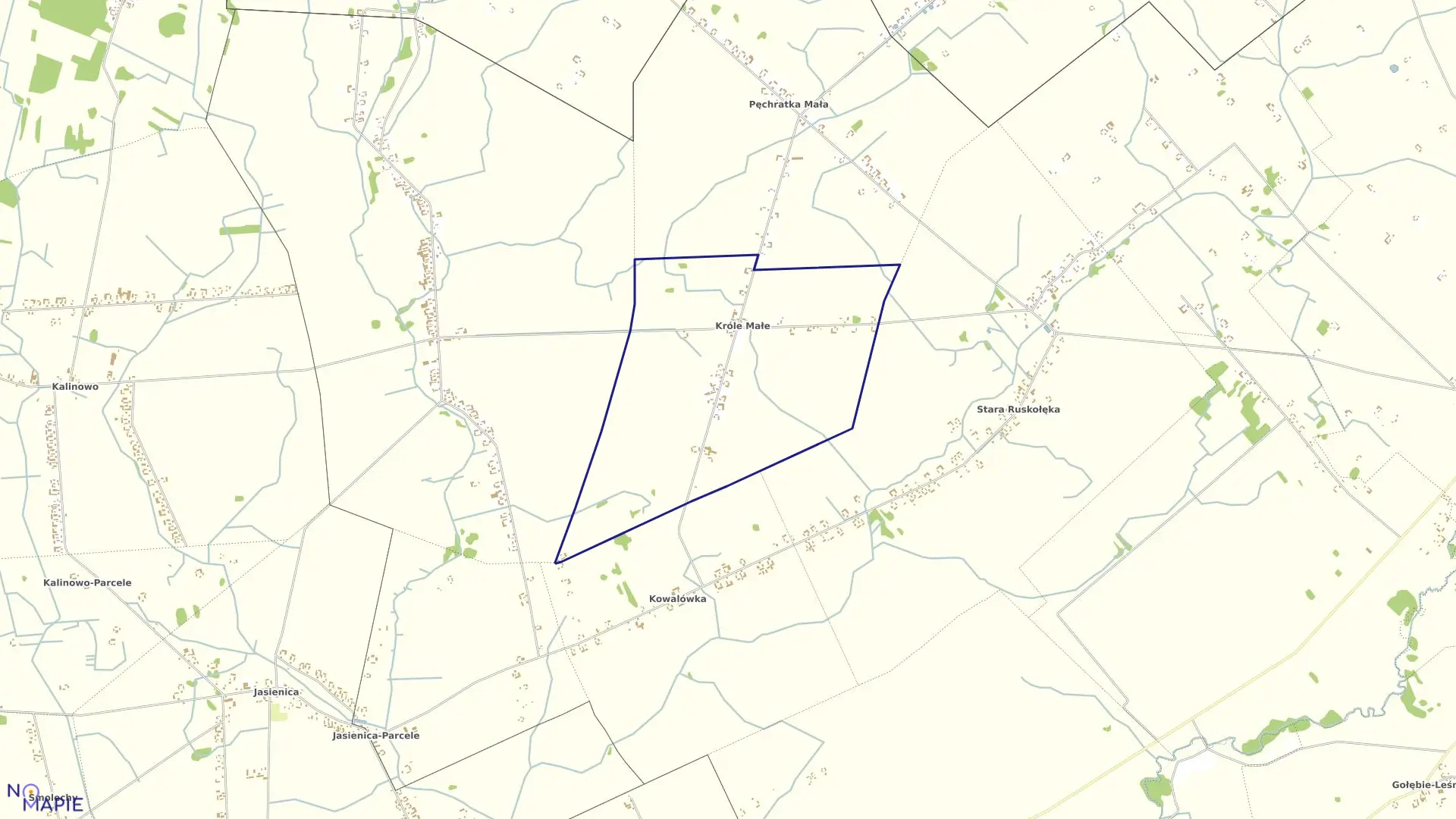 Mapa obrębu Króle Małe w gminie Andrzejewo